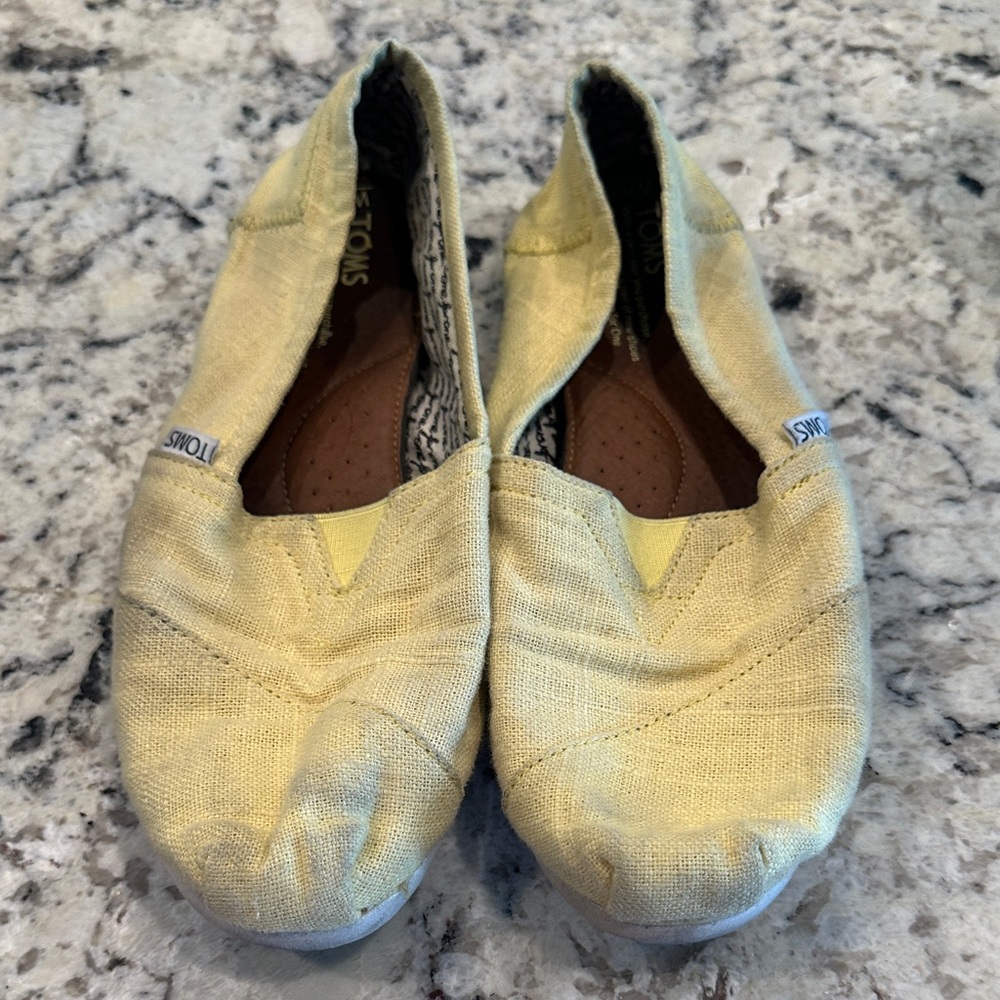 Toms Light Yellow Canvas Slip-Ons